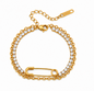 Gold Safety Pin Crystal Bracelet